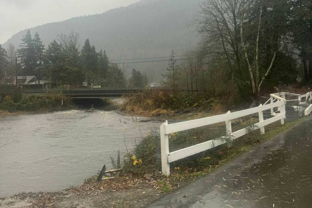 The Miami River rises during the atmospheric river event on Wednesday, Dec. 10. (Loretta Melanson)