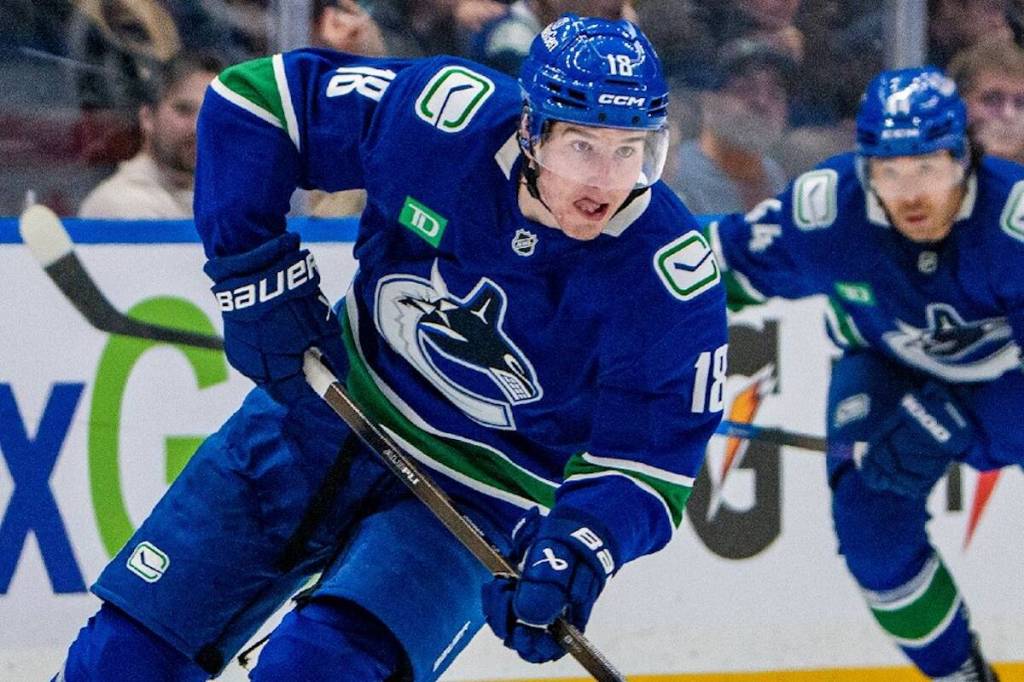 Vancouver Canucks forward Drew O&rsquo;Connor moves up ice during NHL action Friday, Jan. 2, 2026 against the Seattle Kraken at Rogers Arena in Vancouver. (https://x.com/Canucks photo)