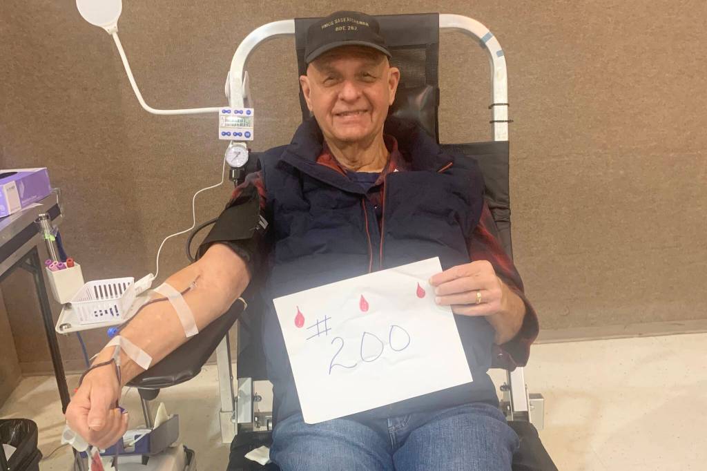 Ian Williams gave his 200th donation on Feb. 26, 2026 in Chilliwack at the First Avenue Church. (Ian Williams/Submitted)