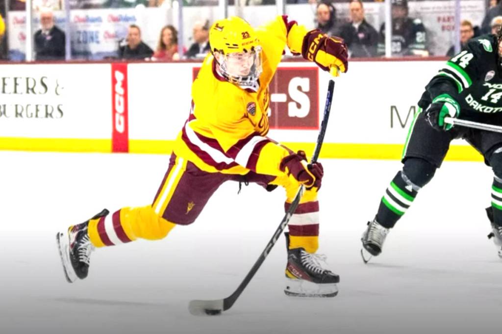 The Abbotsford Canucks have signed college free agent forward Bennett Schimek to an AHL contract. (Sun Devil Athletics photo)